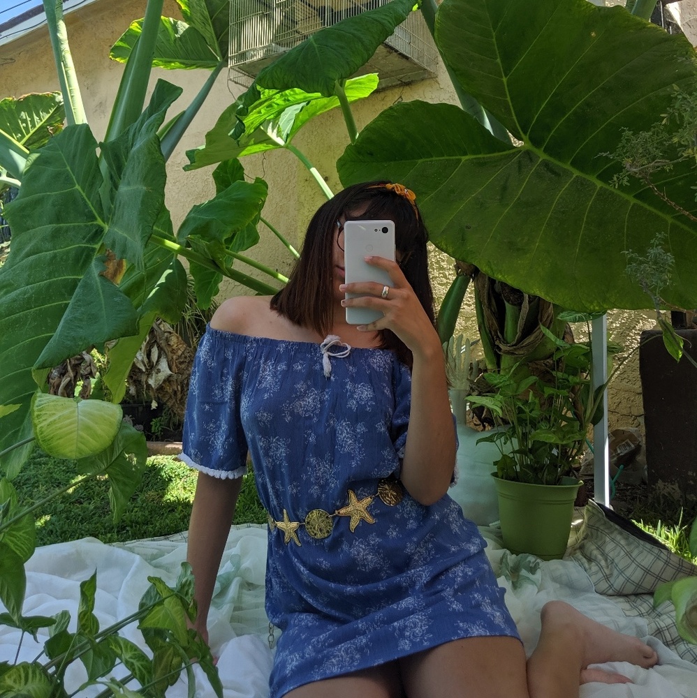 Off The Shoulder Blue Dress